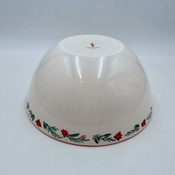 Sur La Table Nutcracker Pine Poinsetta Bow Serving Bowl 10-1/2 Inch - Picture 8 of 9